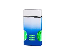 Convenient transparent air window jet torch lighter, windproof jet flame, classic flip lighter, gift for men (no butane)(Blue)