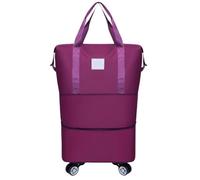Convenient Wheeled Luggage Bag Expandable and Foldable Dry Wet Separation Water Resistant Travel Rolling Duffle for Gym Overnight Trip Weekender(Plum)