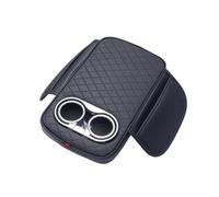 Conveniently Designed Car Armrest Cushion with 2 Integrated Cup Holders and Side Storage Pouch (Black)