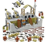 CONVENTEJOY Military Base Building Block Toy Set, 600+ Pieces Battlefield Playset with Air Defence Gun, Drone, Weapon Pack Accessories MOC Brick for Military Enthusiasm