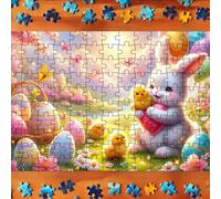 Convergence 130 Piece Puzzle For Kids Ages 4 8 | Easter Animal Bunny Puzzle | Large 130 Piece For Toddlers | Easter Great Boys And Girls 12x10 Inch Storybook (Light blue, 16x10cm)