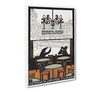 Conversation Between Mutes By Moriz Jung Classic Painting Canvas Wall Art Print Ready to Hang, Framed Picture for Living Room Bedroom Home Office Décor, 20x14 Inch (50x35 cm)