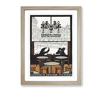 Conversation Between Mutes By Moriz Jung Classic Painting Framed Wall Art Print, Ready to Hang Picture for Living Room Bedroom Home Office Décor, Oak A4 (34 x 25 cm)