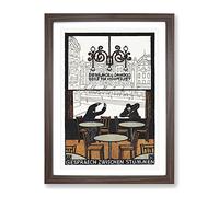 Conversation Between Mutes By Moriz Jung Classic Painting Framed Wall Art Print, Ready to Hang Picture for Living Room Bedroom Home Office Décor, Walnut A4 (34 x 25 cm)