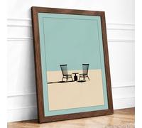 Conversation on Sand Minimalist Framed Wall Art Print A3 (42×29.7cm) Walnut, Wall Decor for Living Room, Bedroom, Office & Home, Ready to Hang, Art Gift
