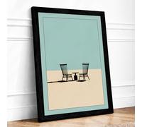 Conversation on Sand Minimalist Framed Wall Art Print A4 (29.7×21cm) Black, Wall Decor for Living Room, Bedroom, Office & Home, Ready to Hang, Art Gift