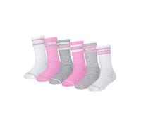 Converse 6-Pack Striped Logo Crew Socks For Kids In Pink, Size 7-9