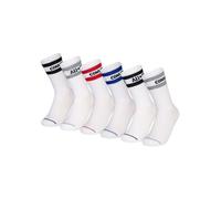 Converse 6-Pack Striped Logo Crew Socks For Kids In White, Size 9-11