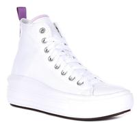 Converse A03667C All Star Platform Junior Girls Trainer In White Purple UK 3 - 7