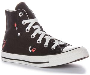 Converse A09116C Chuck Taylor Y2K Silicone Heart Hi Top Black Womens UK 3 - 8