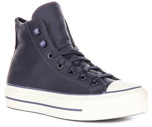 Converse A11159C All Star Hi Platform Womens Leather Trainer Purple UK 4 - 8