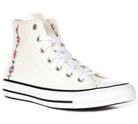 Converse A11774C Embroidered Floral Junior Girls Sneakers In White Pink UK 3 - 7