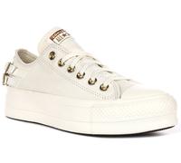 Converse A11866C Ct Platform Buckle Womens Trainer In White Gold UK 3 - 7