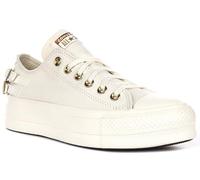 Converse A11866C Women's Ct As Lift Platform Buckle Trainers, White Gold, 7.5