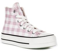 Converse A13663C Ct As Platform Gingham Womens Trainer In White Pink UK 3 - 8