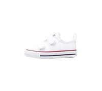 Converse Infant Unisex Easy-On Velcro Leather Ox Trainers, White, Size 4 Younger White