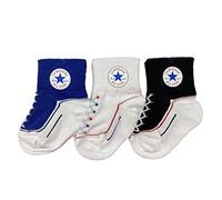 Converse ALL STAR Boy's Infant Toddler Socks 3 Pack (Black(nc0172-024)/Blue/White, 6-12 Months), 6