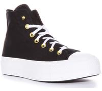 Converse A05453C All Star Lace up Platform In Black Gold Studs Size UK 3 - 8