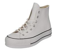 Converse Chuck Taylor All Star Leather Lift Platform Hi-Tops - White , White/Black, Size 7, Women White/Black