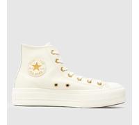 Converse All Star Lift Hi Trainers in White & Gold UK 7 (EU 40)