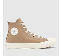 Converse Chuck Taylor All Star Leather + Fuzzy-Lining High-Top Shoe For Kids In Brown, Size 5.5 Brown 5.5