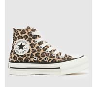 Converse Chuck Taylor All Star Eva Leopard Lift Platform High-Top Shoe Canvas For Kids In Brown, Size 10.5 Brown 10.5