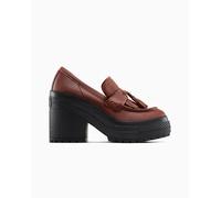 Converse Chuck 70 De Luxe Heel Loafer Platform Leather Low-Top Shoe For Women In Brown, Size 7.5