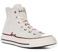 Converse Chuck 70 Hi Red Lace Up Womens Trainer In White UK 3 - 8