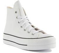 Converse Chuck Taylor All Star Leather Lift Platform Hi-Tops - White , White/Black, Size 7, Women White/Black