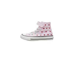 Converse Chuck Taylor All Star A19066C High Shoes Girl, Pink with Hearts, Closure with Elastic Strap and Tear, pink, 3 UK