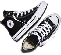 Converse Junior Girls Eva Lift Canvas Hi Top Trainers, Black/White, Size 4 Older Black/White