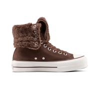 Converse Chuck Taylor All Star Fold-Over Lift Platform Xhi Faux Fur High-Top Shoe Suede For Women In Brown, Size 9.5 Brown 9.5