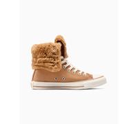 Converse Chuck Taylor All Star Fold Over Xhi Faux Fur High-Top Shoe Suede For Women In Brown, Size 7.5