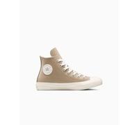 Converse Chuck Taylor All Star Leather + Fuzzy-Lining High-Top Shoe For Kids In Brown, Size 5