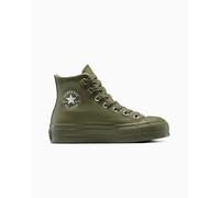 Converse Chuck Taylor All Star Lift Platform Leather High-Top Shoe For Women In Green, Size 7.5
