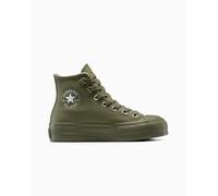 Converse Chuck Taylor All Star Lift Platform Leather High-Top Shoe For Women In Green, Size 9