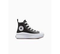Converse Chuck Taylor All Star Move Platform Leather High-Top Shoe For Kids In Black, Size 12.5