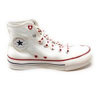 Converse Chuck Taylor All Star St Valentine, Women's High Shoes, White with Red Hearts, Model A19062C, Limited Edition, White Red, 6 UK