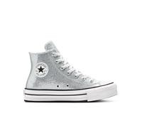 Converse Chuck Taylor Girls' All Star Lift Disco Platform High Top Sneaker, Silver White Grey, 6 Big Kid