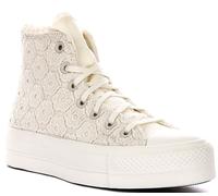 Converse Chuck Taylor Lace Up Womens Trainers In Crochet Off White UK 3 - 8