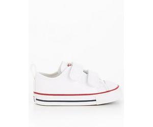 Converse Infant Unisex Easy-On Velcro Leather Ox Trainers, White, Size 2 Younger White