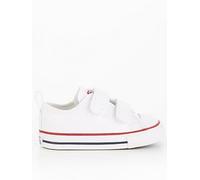 Converse Infant Unisex Easy-On Velcro Leather Ox Trainers - White, White, Size 2 Younger White
