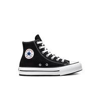 Converse Junior Girls Eva Lift Canvas Hi Top Trainers - Black, Black/White, Size 3 Older Black/White