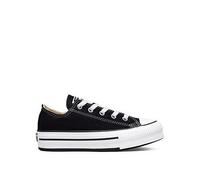 Converse Kids Girls Eva Lift Canvas Platform Ox Trainers, Black/White, Size 1 Older Black/White