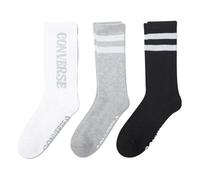 Converse Logo Stripes Crew Socks Three Pairs 'White Grey Black' 10024262-A01 O