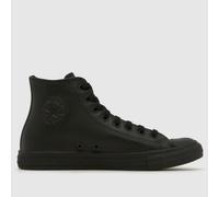 Converse Unisex Leather Hi Top Trainers, Black/Black, Size 7, Women Black/Black