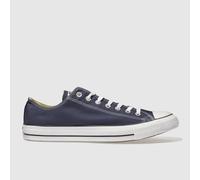 Converse Men's All Star Ox Trainers in Navy Blue & White, Contrast Stitch, Size: 9.5 UK 9.5