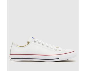 Converse Men's All Star Ox Trainers in White & Red, Leather, Size: 13 UK 13 (EU 48)