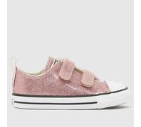 Converse Pale Pink All Star Lo 2V Glitter Girls Toddler Trainers UK 2 (EU 18)