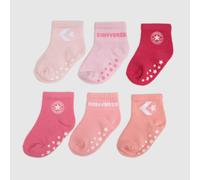 Converse Pink Multi Infant Grip Sock 6 Pack UK 6-12